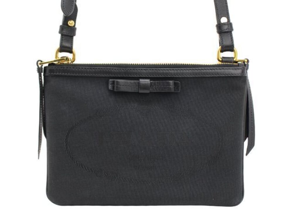 Prada Arque Vitello Daino Leather Hobo Shoulder Bag Black